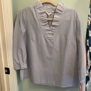 Crown and Ivy light blue and white gingham shirt.